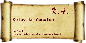 Kolovits Absolon névjegykártya